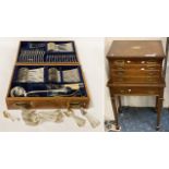 CAMPAIGN STYLE CHEST OF CUTLERY WITH 5 DRAWERS APPROX 6.9KG STERLING SILVER