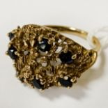 9CT YELLOW GOLD & SAPPHIRE RING - SIZE J
