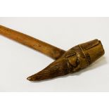 GREEK KEPKYPA CARVED WALKING CANE - EARLY