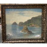 WILLIAM AUGUSTUS RIXON OIL PAINTING - COASTAL SCENE 58 X 49CMS INNER FRAME