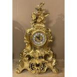 FRENCH GILT MANTLE CLOCK - 46 CMS (H)