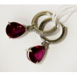 RUBY DROP HOOP EARRINGS