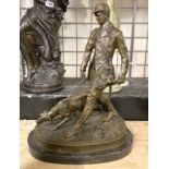 BRONZE HUNTING MAN & DOG 45CMS (H)