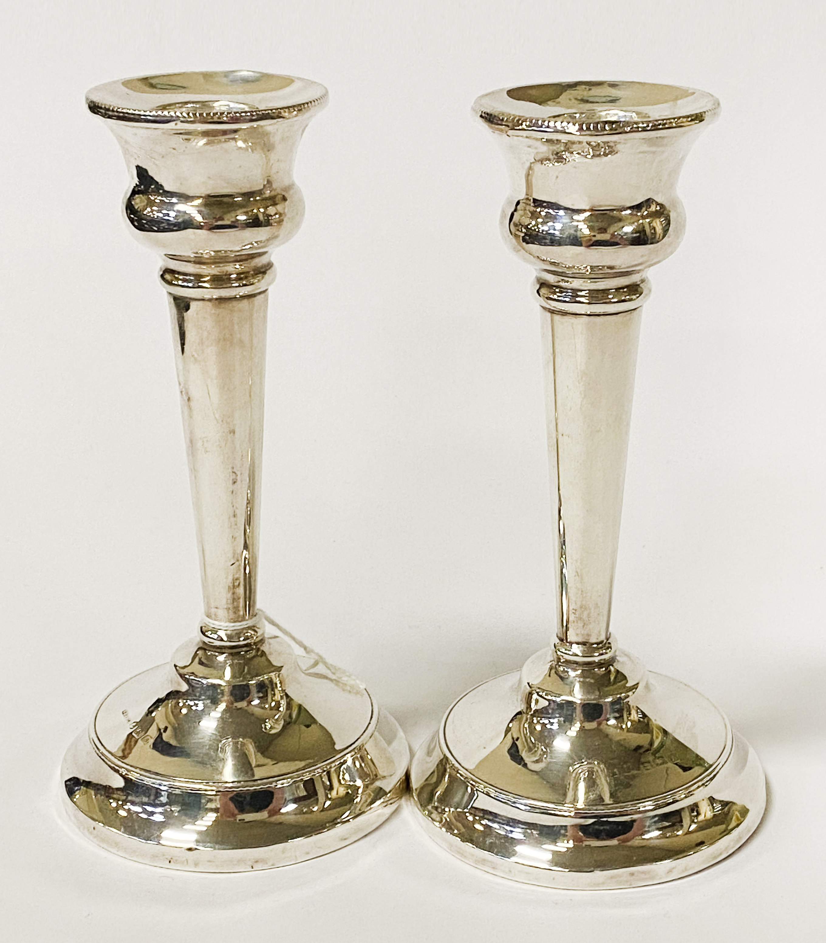 PR 1925 SILVER CANDLESTICKS 15CM (H) APPROX 460 GMR