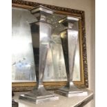 PAIR OF CHROME CANDLESTICKS - 52 CMS (H)