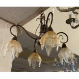 4 STEM GLASS & METAL CHANDELIERS