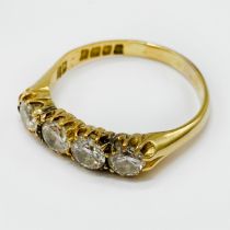 18CT YELLOW GOLD 4 STONE DIAMOND RING SIZE Q/R - 4 GRAMS APPROX INC. STONES