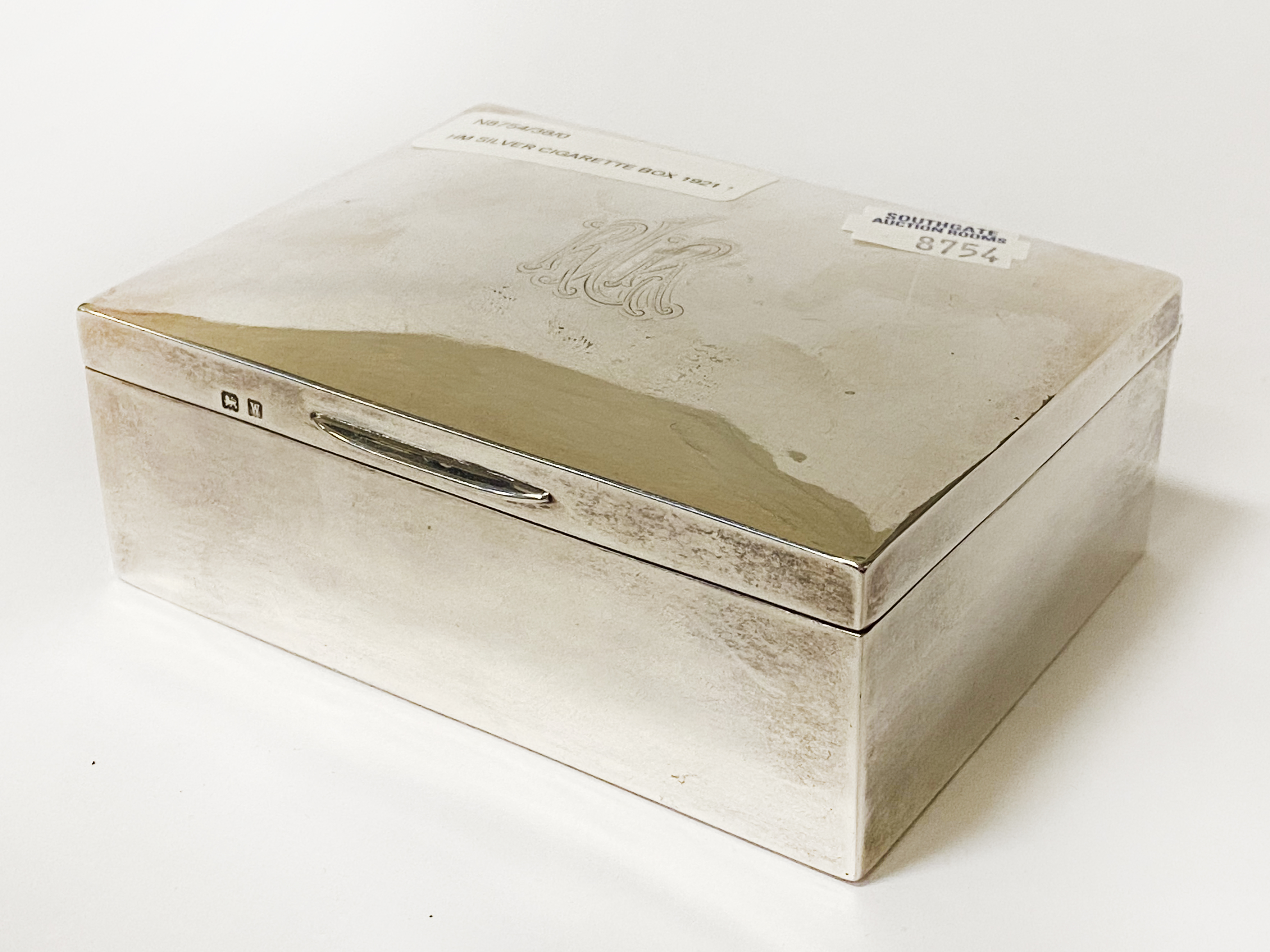 HM SILVER CIGARETTE BOX 1921 11.5CM X 8.5CM APPROX 280G