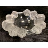 LARGE SIGNED LALIQUE BOWL 22CMS X 19CMS