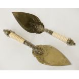 PAIR OF SILVER PLATED DECORATIVE TROWELS