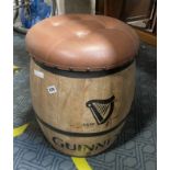 LEATHER TOP GUINNESS BARREL STOOL