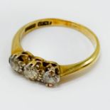 18CT GOLD 3 STONE DIAMOND RING SIZE L - 2.5 GRAMS APPROX