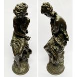 LARGE BRONZED FIGURE OF A LADY BATHING 65CMS (H) APPROX