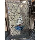 WINDOW PANEL WITH GLAZING DEPICTING A SHIP