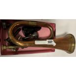 BRASS BUGLE AND ATTACHMENTS