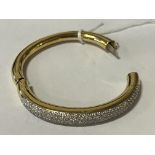 18CT GOLD & DIAMOND BANGLE APPROX 45 GRAMS 2 CTS OF DIAMONDS