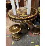 CERAMIC ORIENTAL TABLE & 1 STOOL - DAMAGED