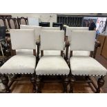 SET OF SIX OAK & SUEDE CHAIRS