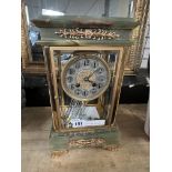 FRENCH ONYX & GILT MANTLE CLOCK - 34 CMS (H) APPROX