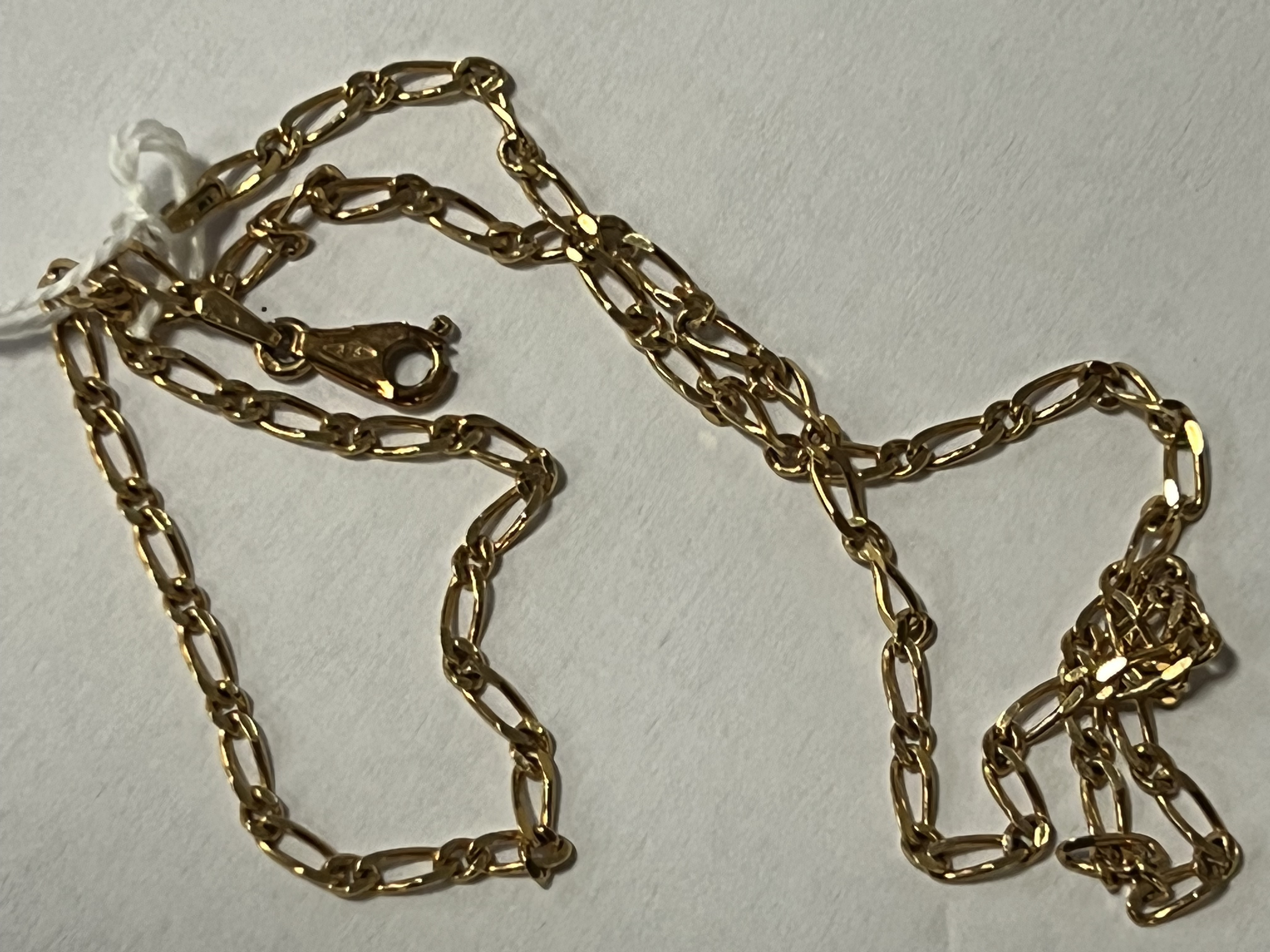 9CT GOLD FIGARO CHAIN - 16''LENGTH - 5 GRAMS APPROX