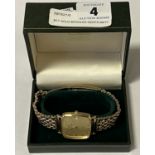 9CT GOLD BOODLES GENTS WATCH WITH ROLLED GOLD STRAP - WORKING