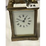 BRASS 8 DAY CARRIAGE CLOCK & KEY - 12 CMS (H) APPROX