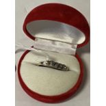 14CT GOLD FIVE STONE OLD CUT DIAMOND RING SIZE S