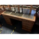 OAK LEATHER TOP DESK