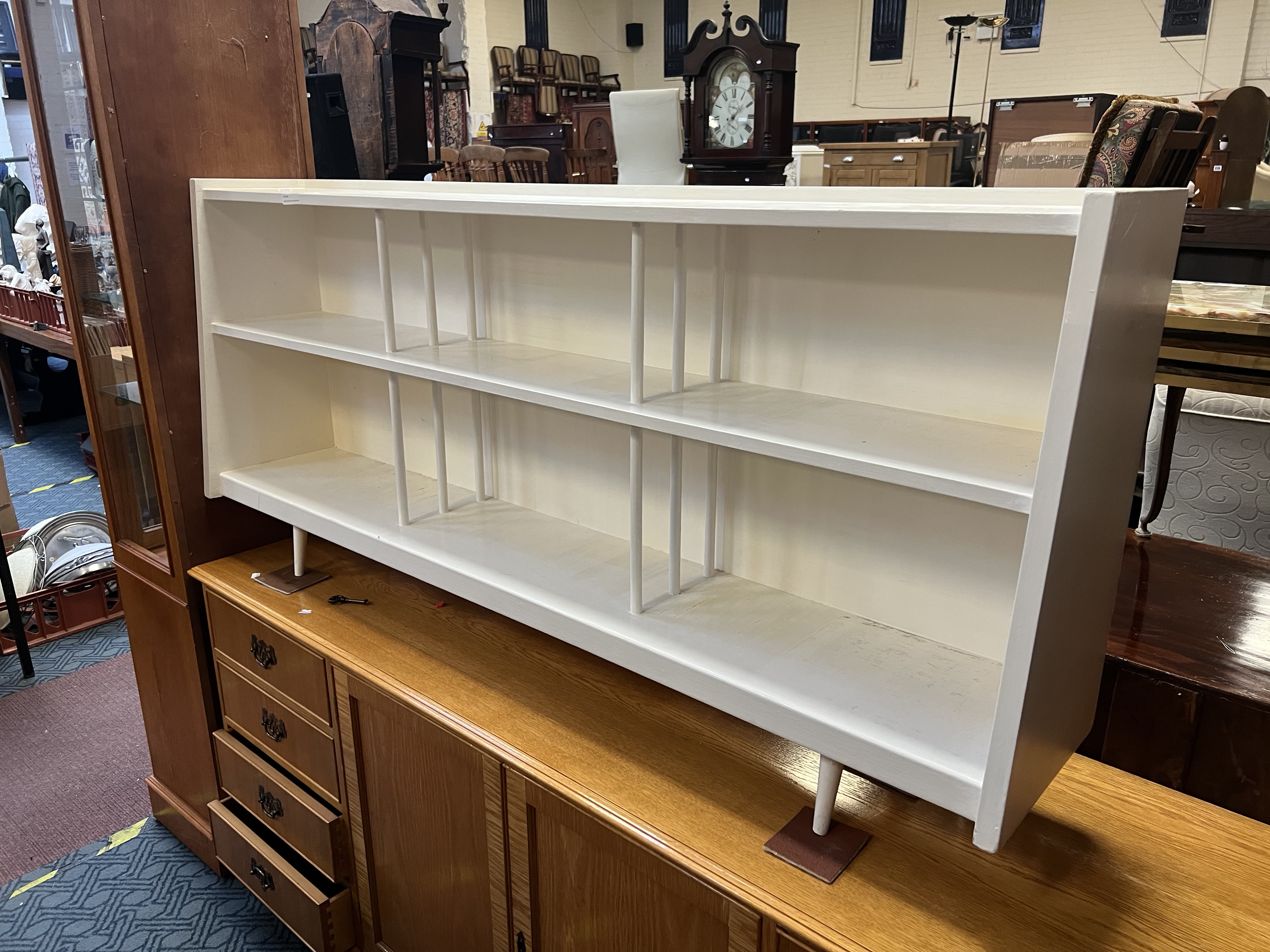 WHITE PAINTED LOW LINE BOOKCASE