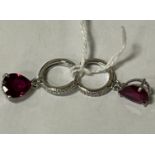 RUBY DROP HOOP EARRINGS