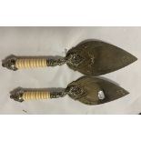 PAIR OF SILVER PLATED DECORATIVE TROWELS