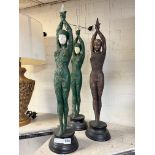 THREE ART DECO FIGURES - 68 CMS 9H) APPROX