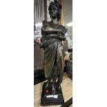 BRONZE FIGURE OF ROMAN EMPEROR ON MARBLE BASE SIGNED 74 X 20CMS APPROX