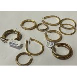 FIVE PAIRS OF 9CT GOLD HOOP EARRINGS