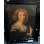 CIRCLE OF JACOB JORDAANS C1600 OIL ON CANVAS OF DAUGHTER ELIZABETH - 51 X 37 CMS APPROX