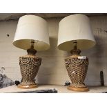 PAIR OF LARGE WHICKER TABLE LAMPS