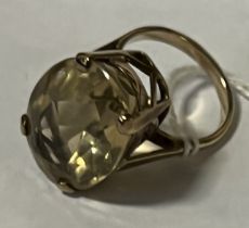 HIGH CARAT GOLD CITRINE RING - APPROX 7.4 GRAMS INCL. STONE - COULD BE 22CT - SIZE K