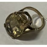 HIGH CARAT GOLD CITRINE RING - APPROX 7.4 GRAMS INCL. STONE - COULD BE 22CT - SIZE K