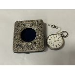 HM SILVER FRAME & SILVER POCKET WATCH