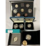 FOUR SILVER PROOF COINS & PROOF COIN COLLECTION - 1985
