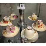6 ROYAL WORSCESTER CUPS & SAUCERS - HANDPAINTED & SIGNED BY P. AUSTIN ''FLORAL DESIGN''