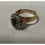 9 CT. GOLD SAPPHIRE & DIAMOND RING - SIZE N