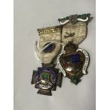 2 H/M SILVER MASONIC MEDALS - ENAMELLED