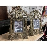 PAIR OF ART NOUVEAU STYLE BRASS PHOTO FRAMES