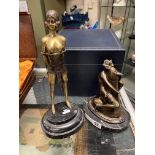 BRASS EROTICA FIGURE & 1 OTHER LARGEST 32CMS (H) SMALLEST 19CMS (H)