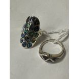 STERLING SILVER ABALONE RINGS X 2 SIZES M