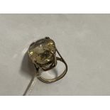 HIGH CARAT GOLD CITRINE RING - APPROX 7.4 GRAMS INCL. STONE - COULD BE 22CT - SIZE K