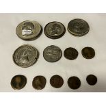 QTY EARLY COINS, PAXTON THE CRYSTAL PALACE DESIGN & OTHER COINS IN CASE