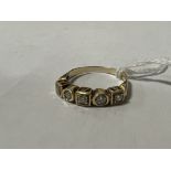 18CT YELLOW GOLD TESTED 5 DIAMOND RING SIZE N 2.4 GRAMS APPROX
