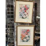 PAIR OF WATERCOLOURS - SWEET PEAS- SIGNED MAUD-ASTLEY WEST 48CMS (H) X 40CMS (W) APPROX - OUTER